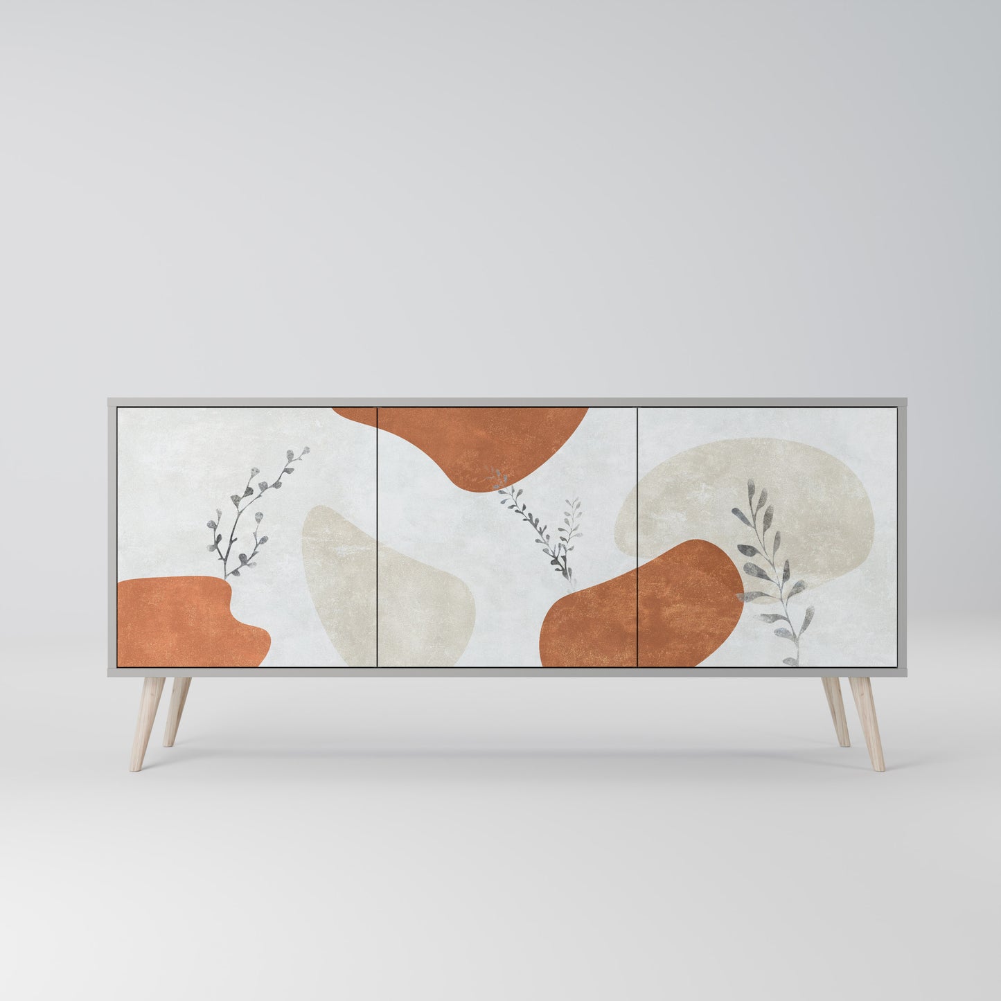 TRANQUIL TWIG 3-Door Sideboard in Grey Finish