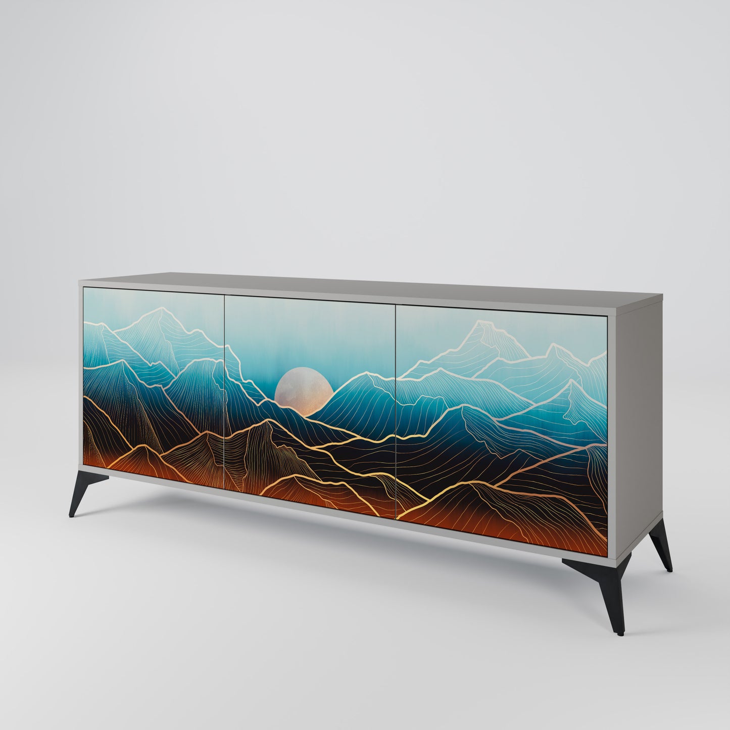 LUNAR SECRETS 3-Door Sideboard in Grey Finish