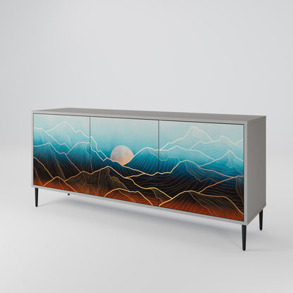 LUNAR SECRETS 3-Door Sideboard in Grey Finish