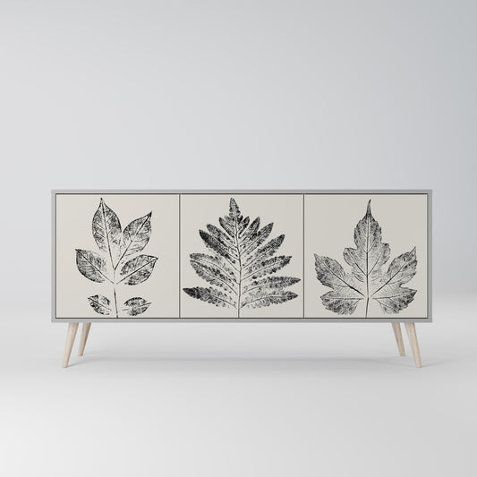 LEAFY STAMPS 3-dörrars skänk i grå finish