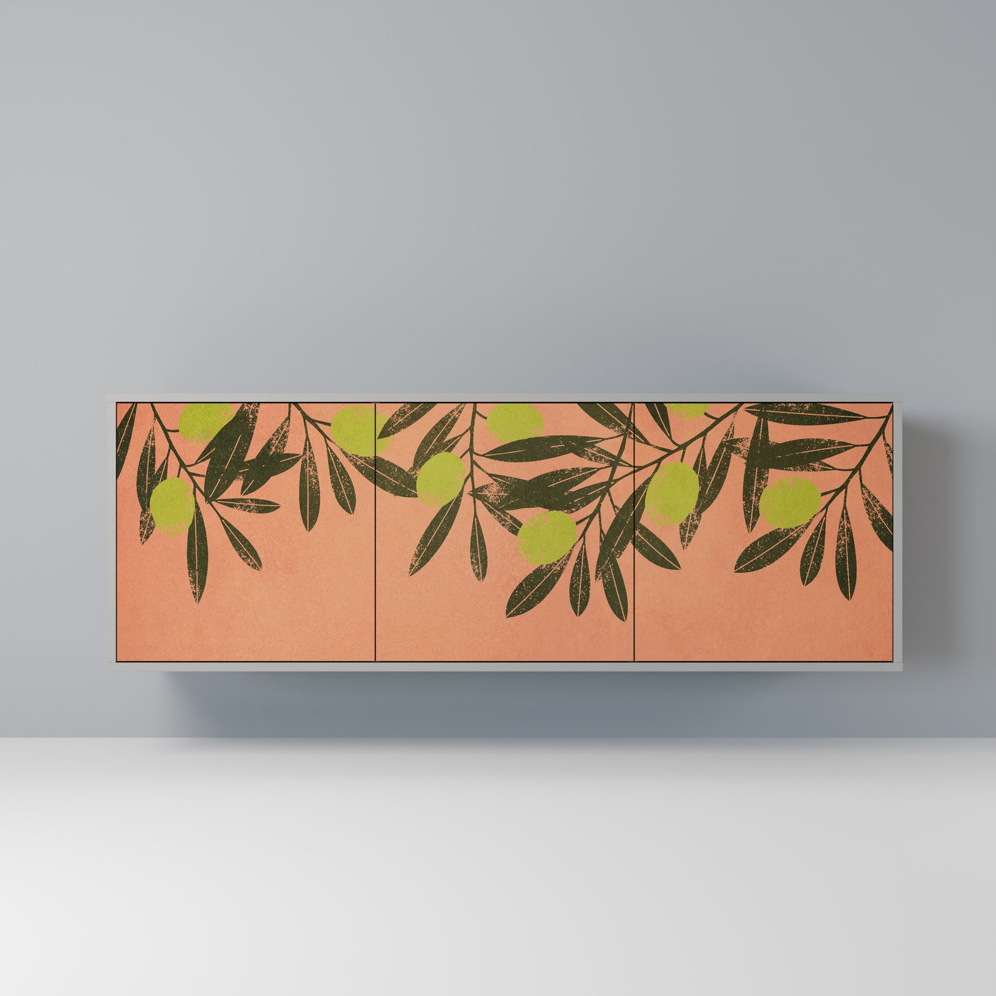 JUICY OLIVES 3-Door Sideboard in Grey Finish
