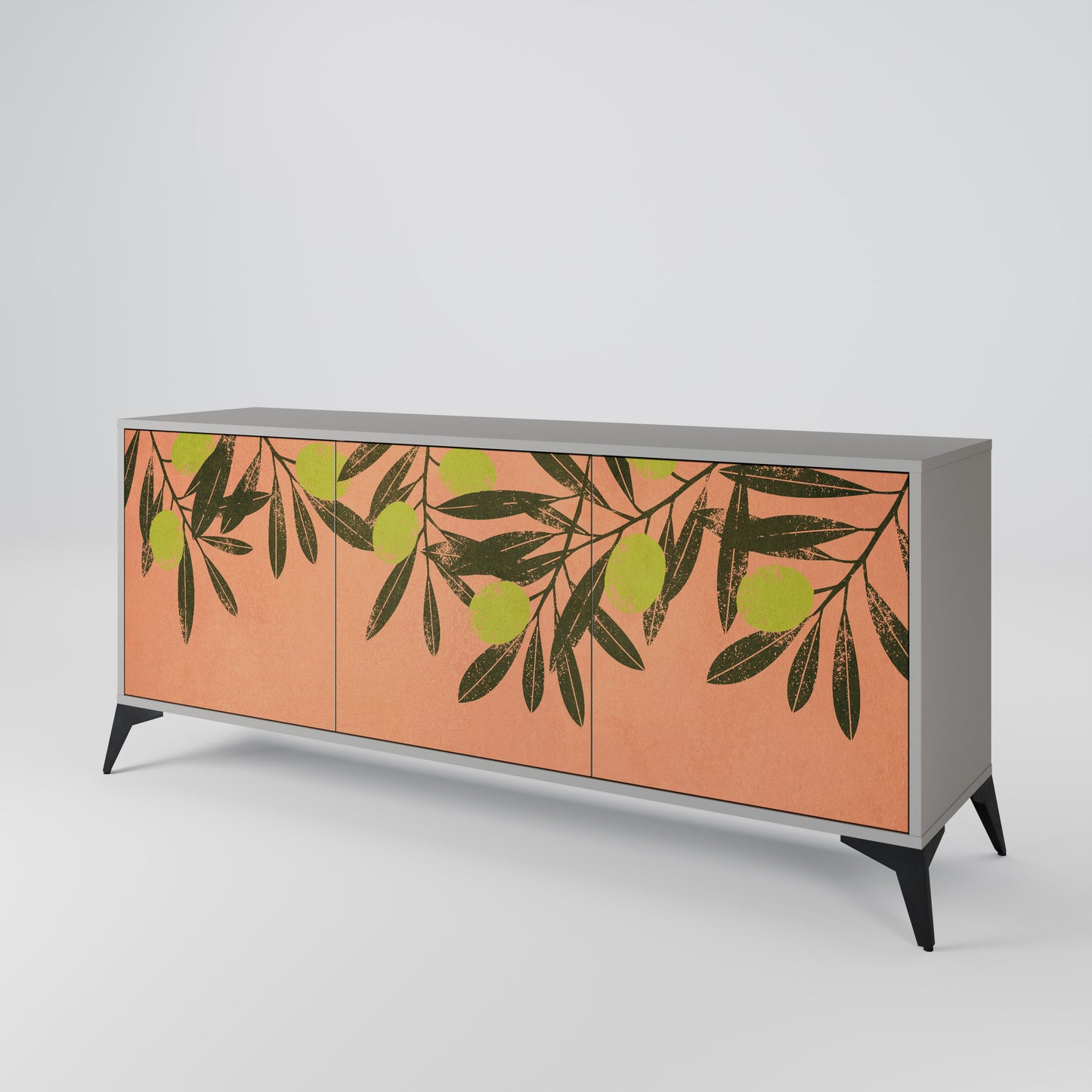 JUICY OLIVES 3-Door Sideboard in Grey Finish