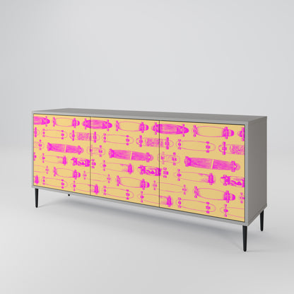 SKATEBOARD ARTISTRY 3-Door Sideboard in Grey Finish