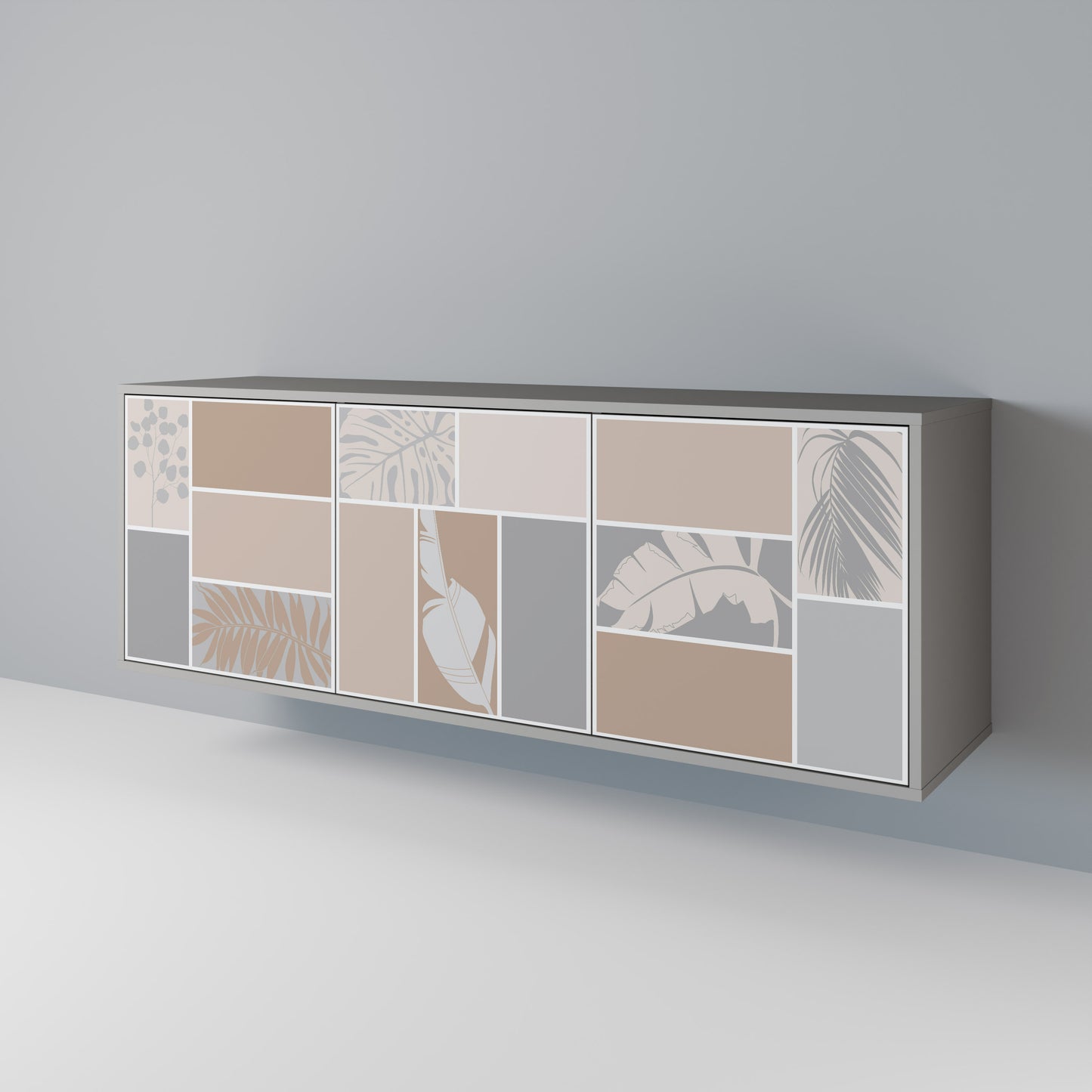 TROPICAL SHAPES 3-Door Sideboard in Grey Finish