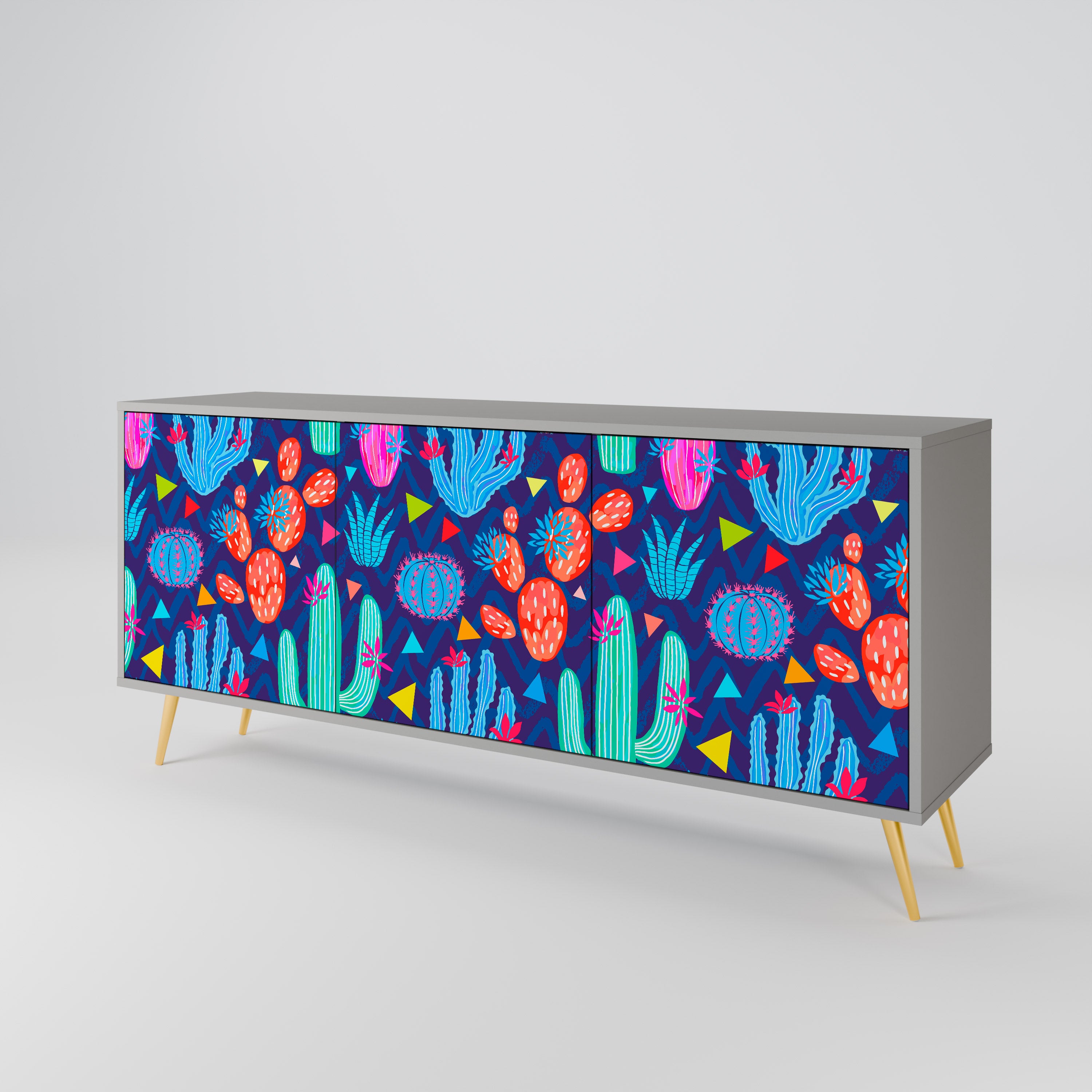 CACTUS VIBES Skänk med tre dörrar