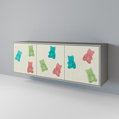 GUMMY BEARS 3-dörrars skänk i grå finish