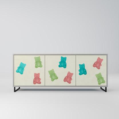 GUMMY BEARS 3-dörrars skänk i grå finish