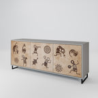 AFRICAN STYLE 3-Door Sideboard in Grey Finish