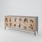 AFRICAN STYLE 3-Door Sideboard in Grey Finish