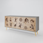 AFRICAN STYLE 3-Door Sideboard in Grey Finish