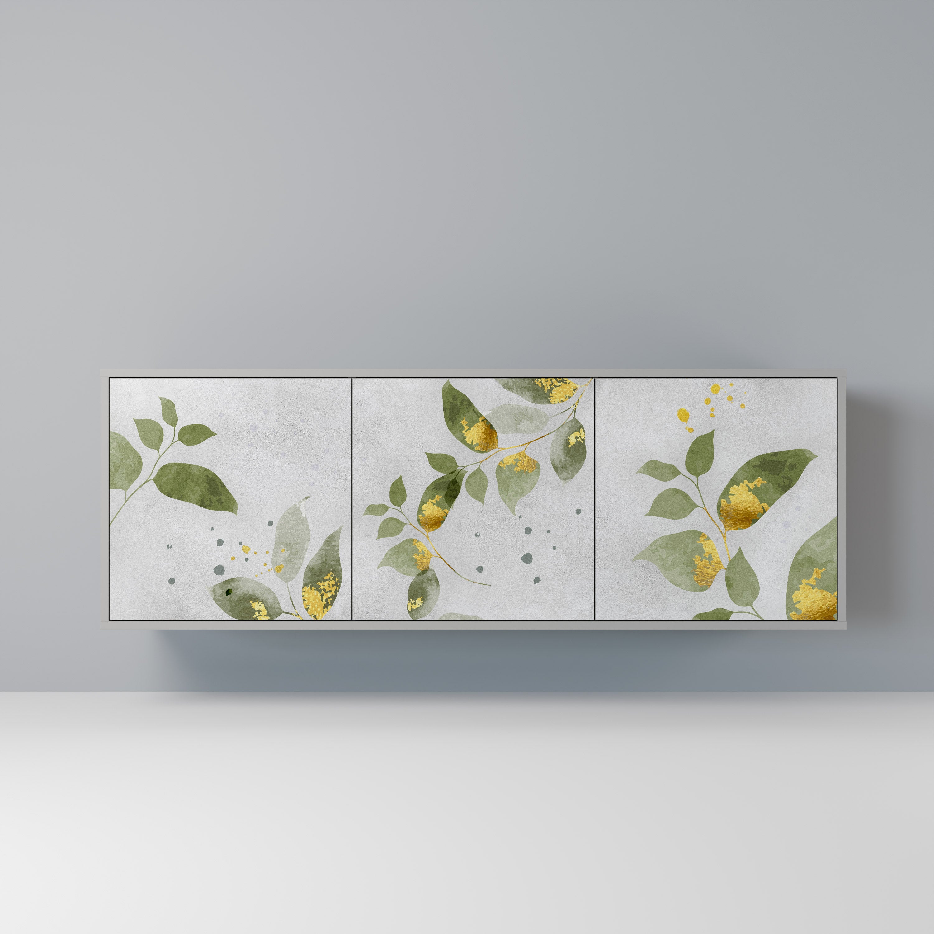 ELEGANT BOTANICS 3-dörrars skänk i grå finish