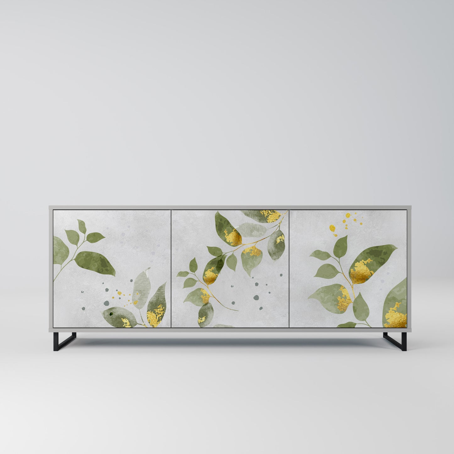 ELEGANT BOTANICS 3-dörrars skänk i grå finish