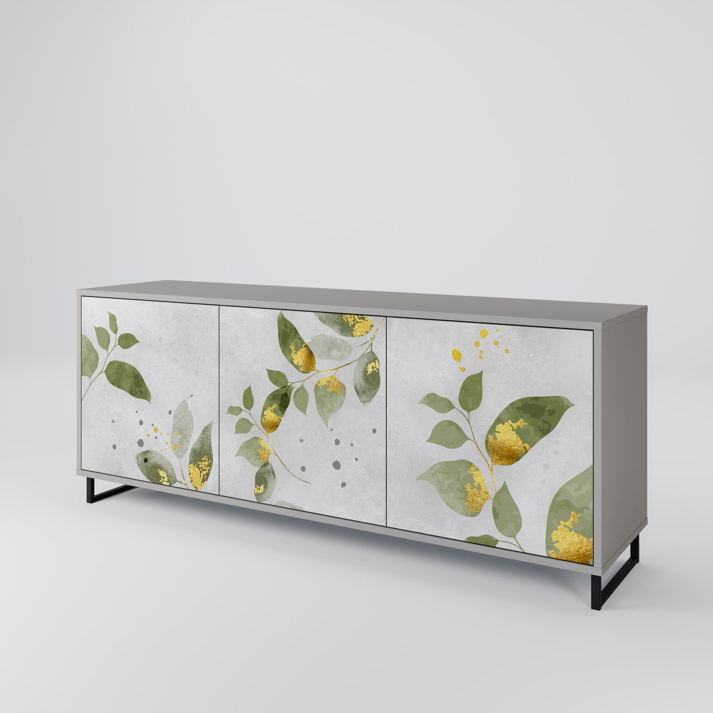ELEGANT BOTANICS 3-dörrars skänk i grå finish