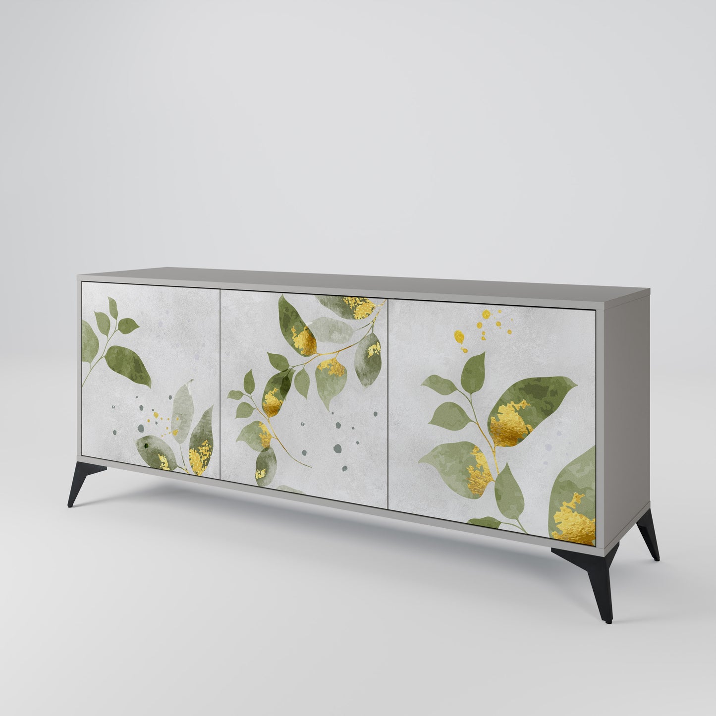 ELEGANT BOTANICS 3-dörrars skänk i grå finish