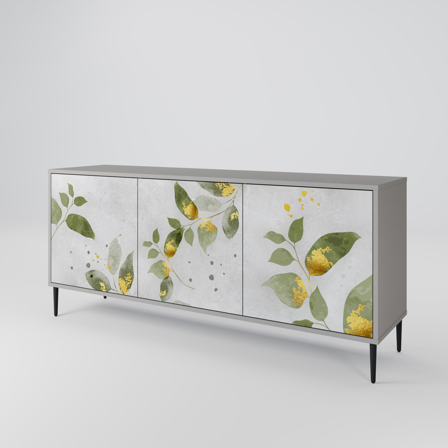 ELEGANT BOTANICS 3-dörrars skänk i grå finish