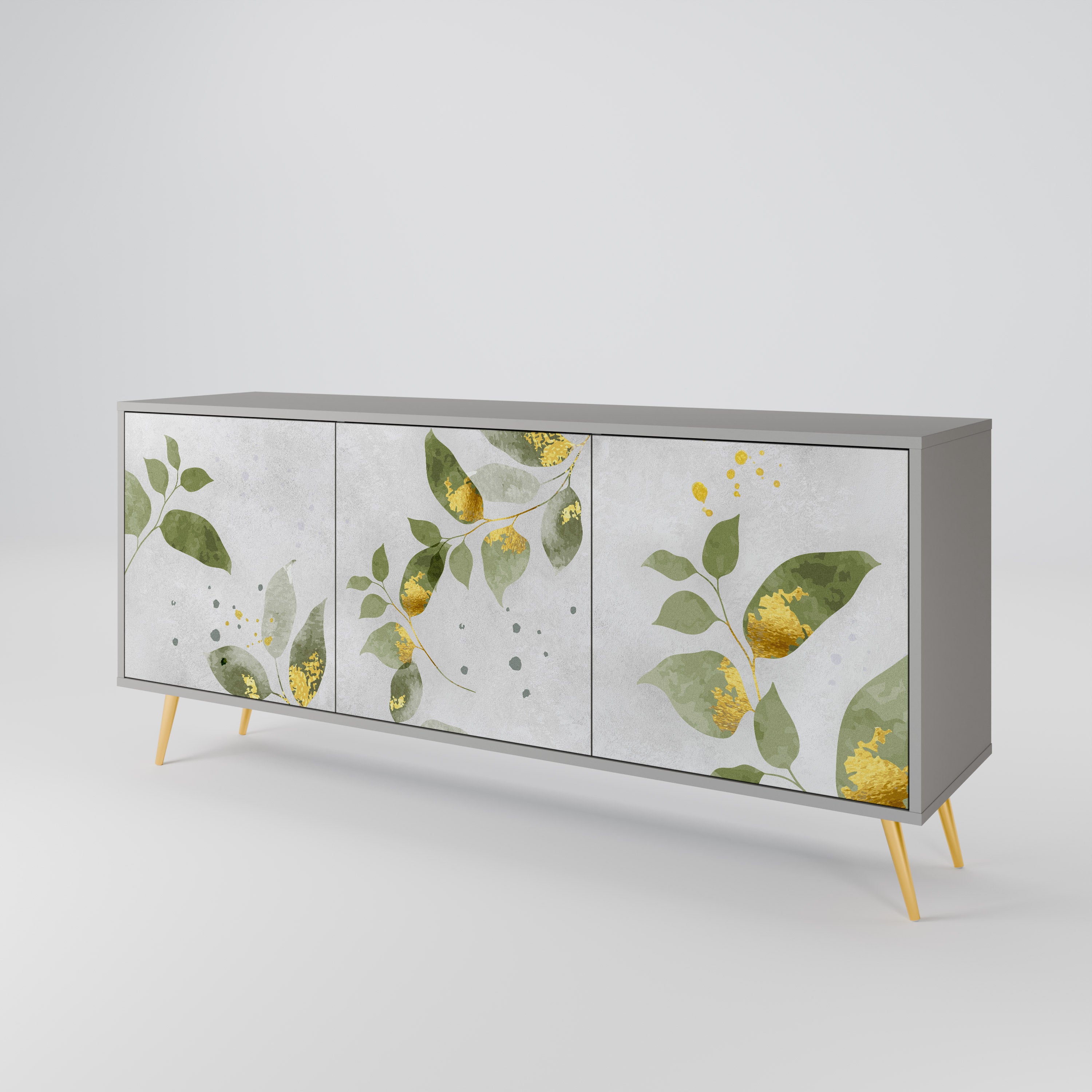 ELEGANT BOTANICS 3-dörrars skänk i grå finish