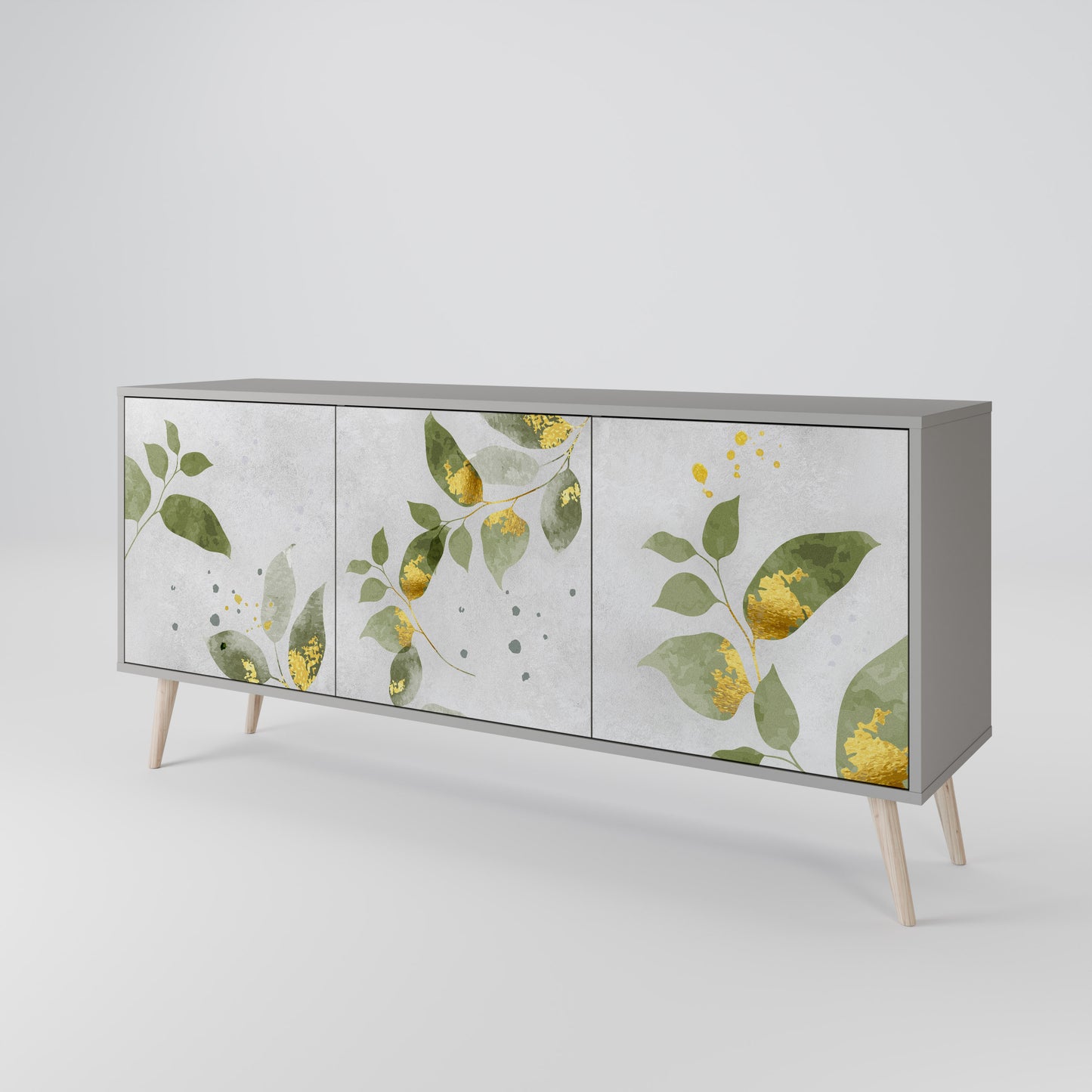 ELEGANT BOTANICS 3-dörrars skänk i grå finish