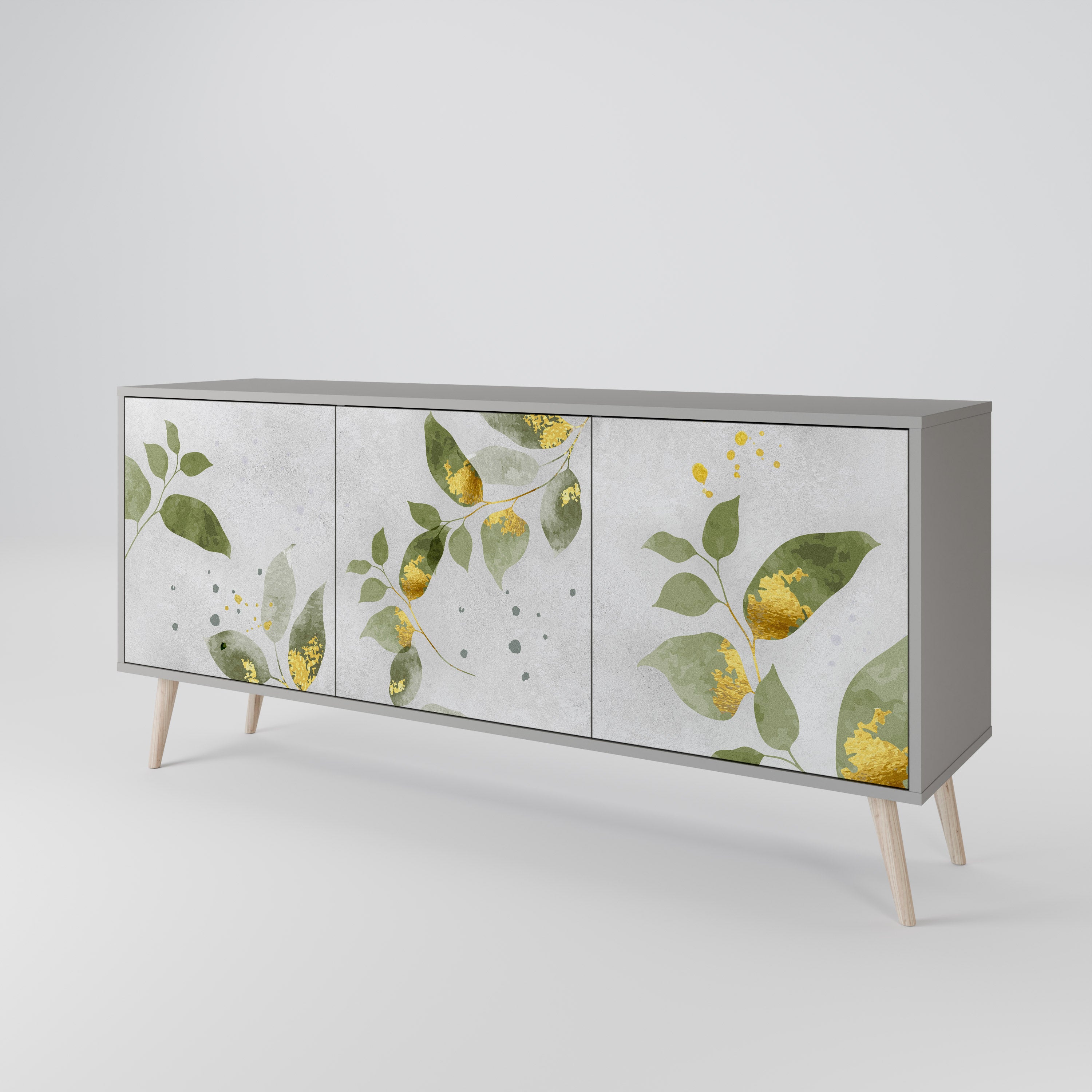 ELEGANT BOTANICS 3-dörrars skänk i grå finish