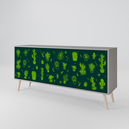 DESERT GREEN 3-dörrars skänk i grå finish