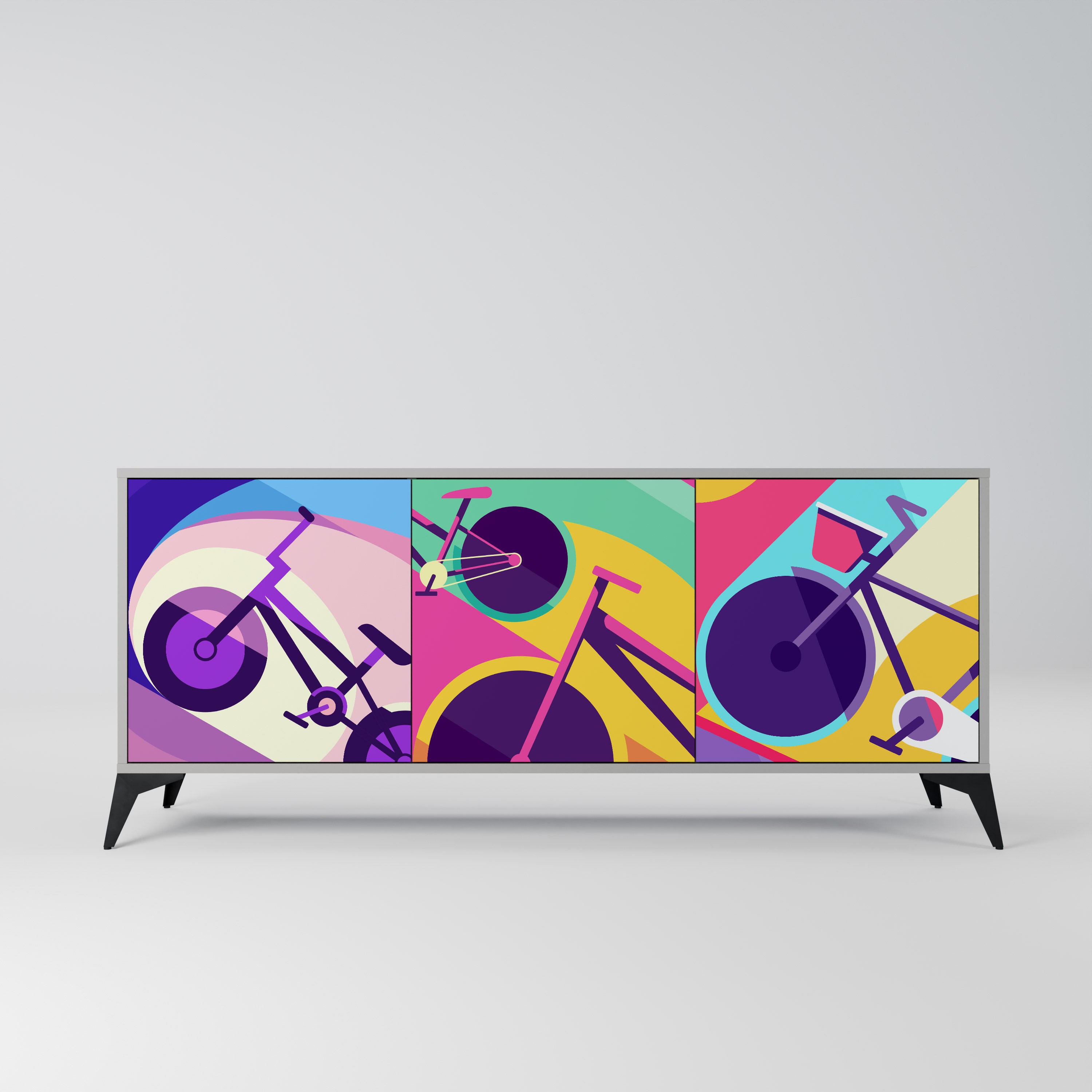BIKE DREAMS 3-dörrars sideboard i grå finish