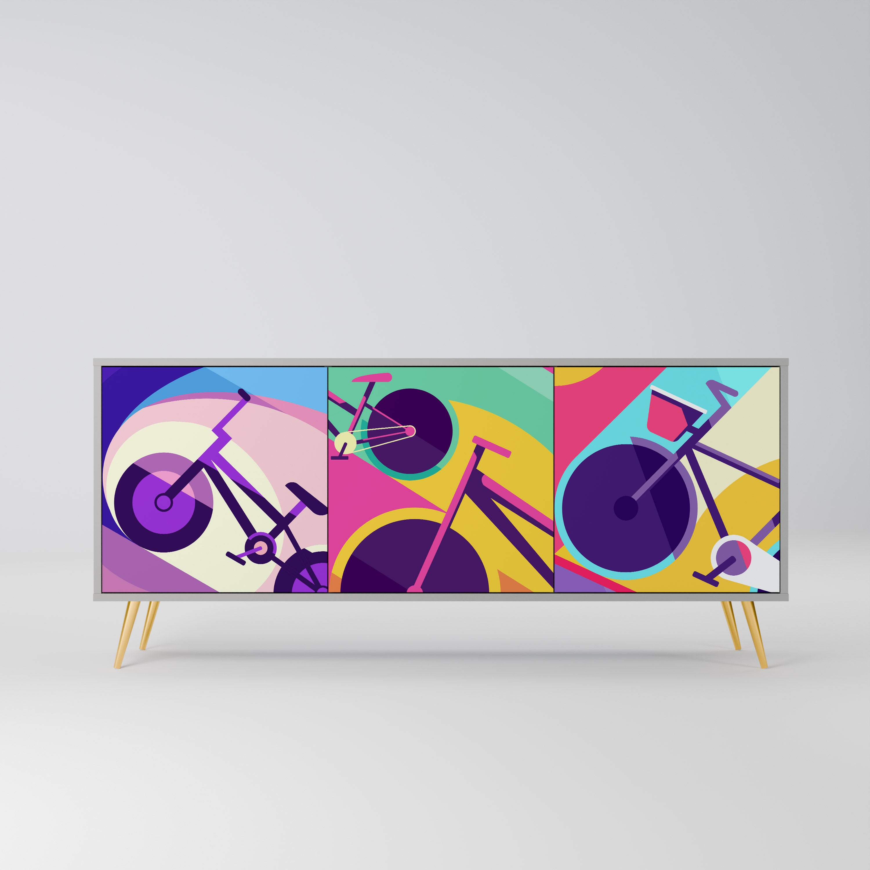 BIKE DREAMS 3-dörrars sideboard i grå finish