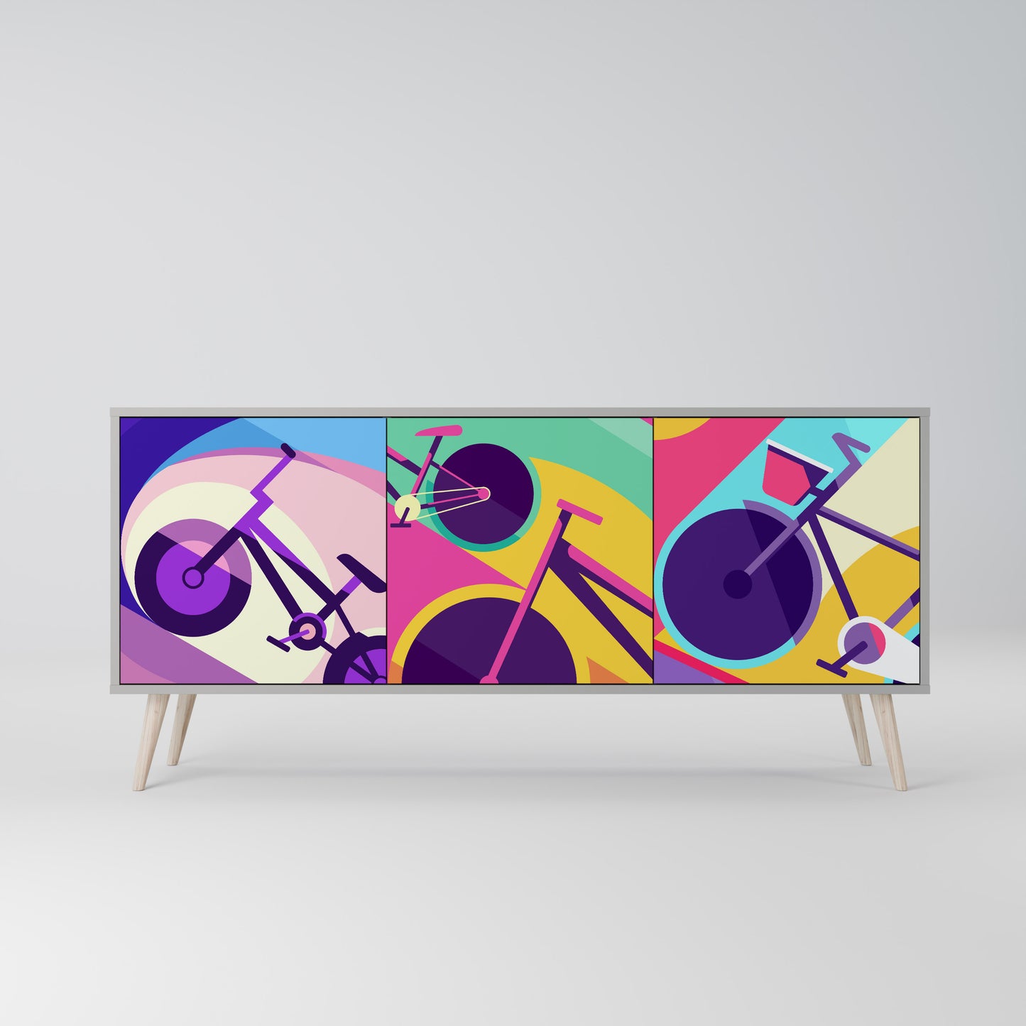BIKE DREAMS 3-dörrars sideboard i grå finish