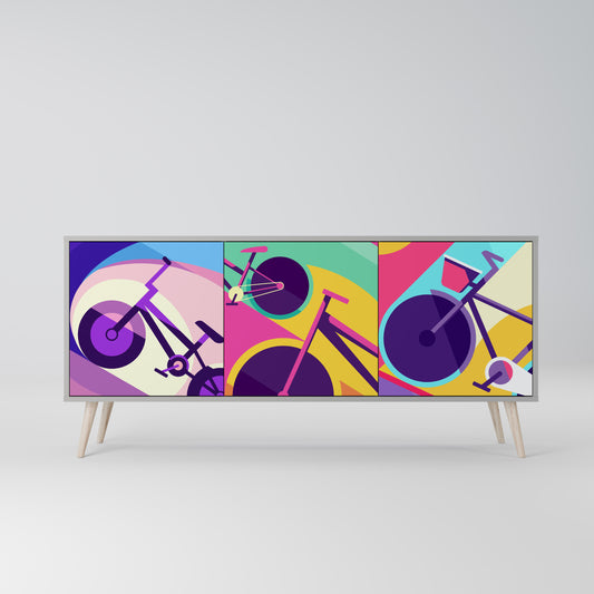 BIKE DREAMS 3-dörrars sideboard i grå finish