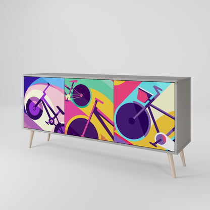 BIKE DREAMS 3-dörrars sideboard i grå finish