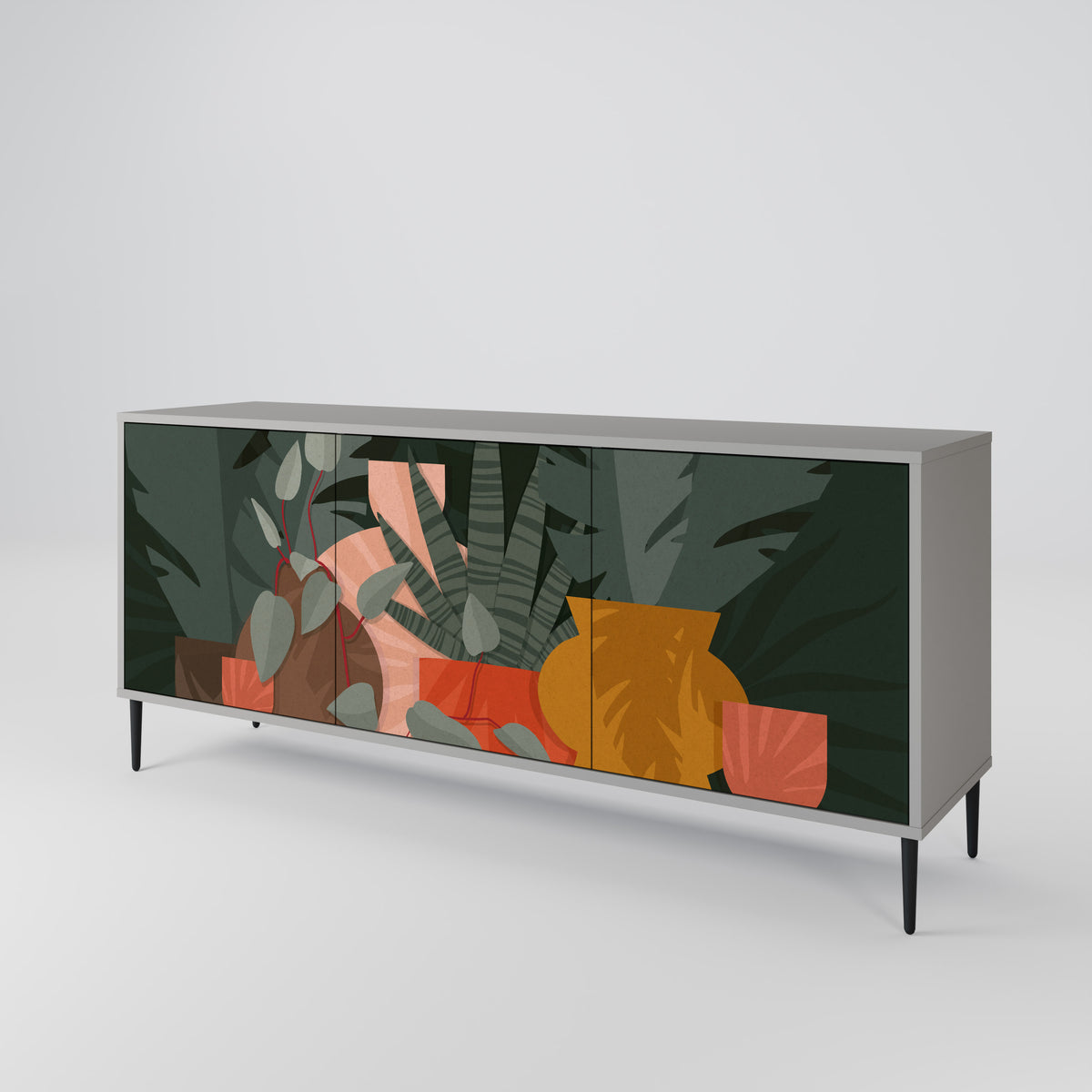 TROPICAL COMPOSITION Skänk med tre dörrar