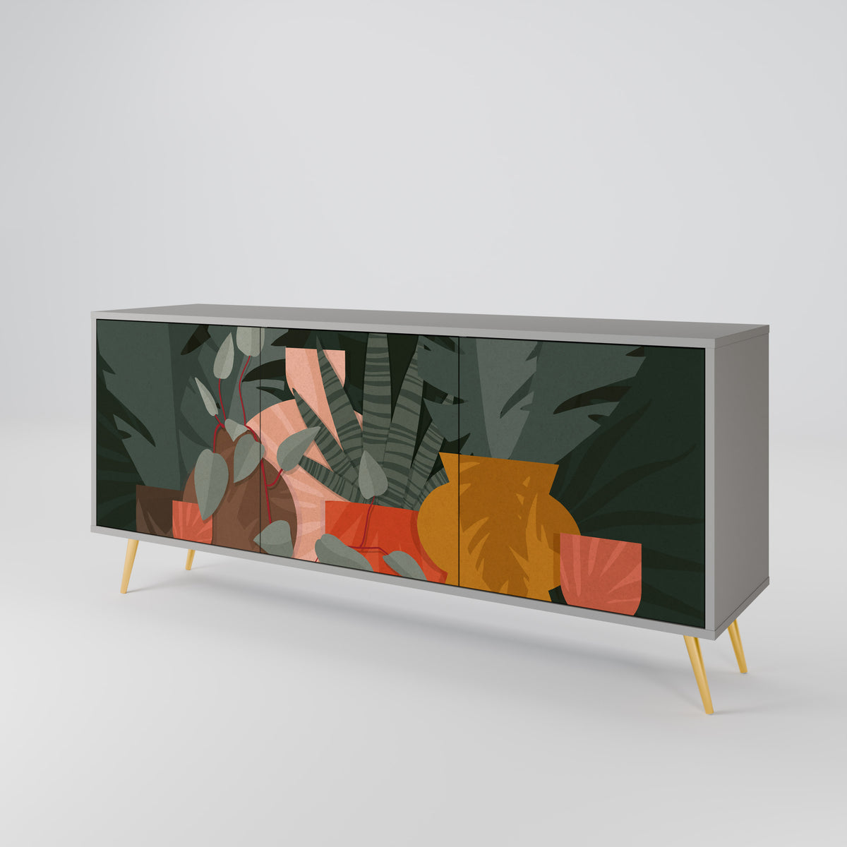 TROPICAL COMPOSITION Skänk med tre dörrar