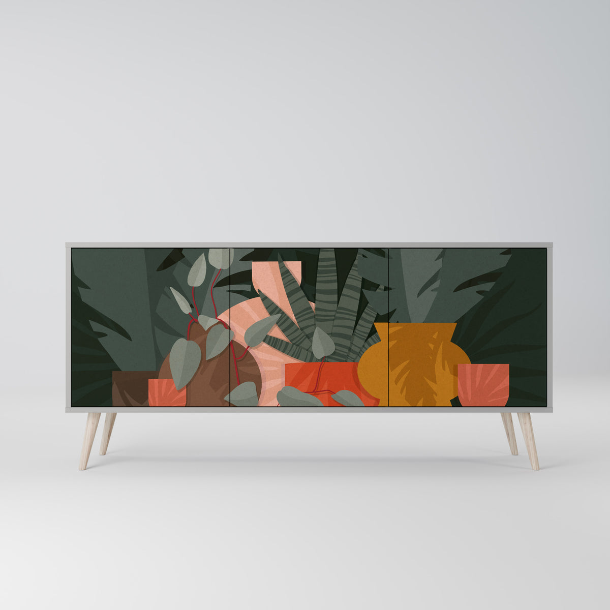 TROPICAL COMPOSITION Skänk med tre dörrar