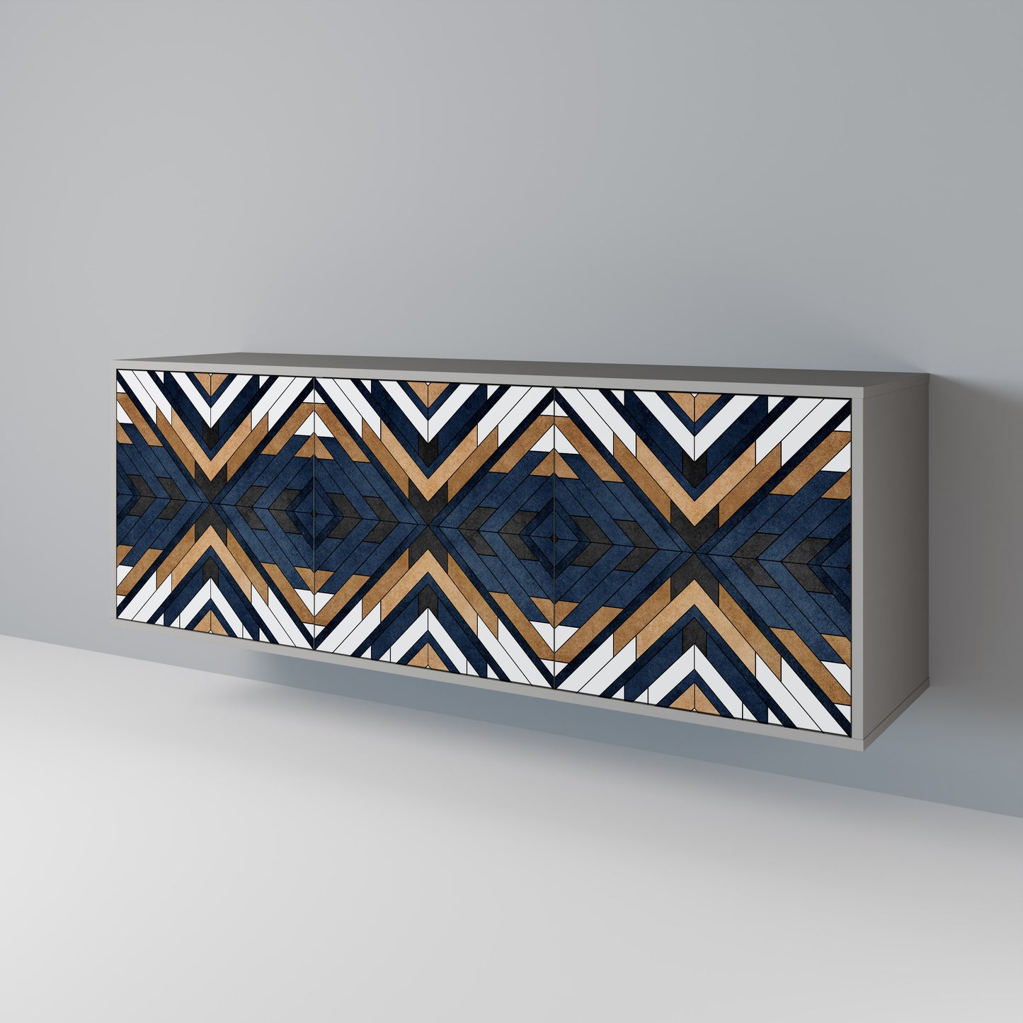 ARTFUL GEOMETRY 3-dörrars skänk i grå finish