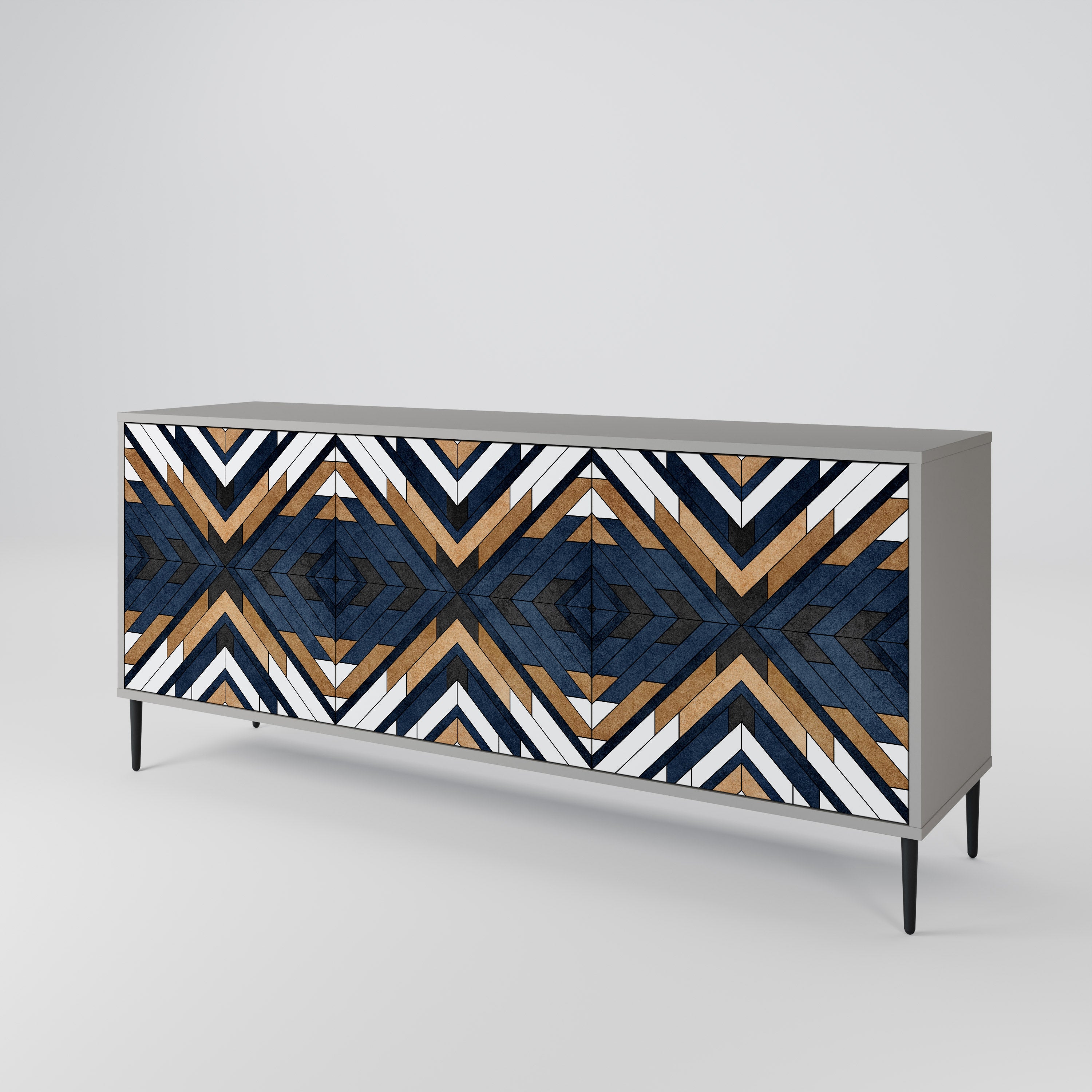 ARTFUL GEOMETRY 3-dörrars skänk i grå finish