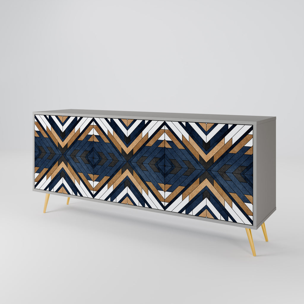 ARTFUL GEOMETRY 3-dörrars skänk i grå finish