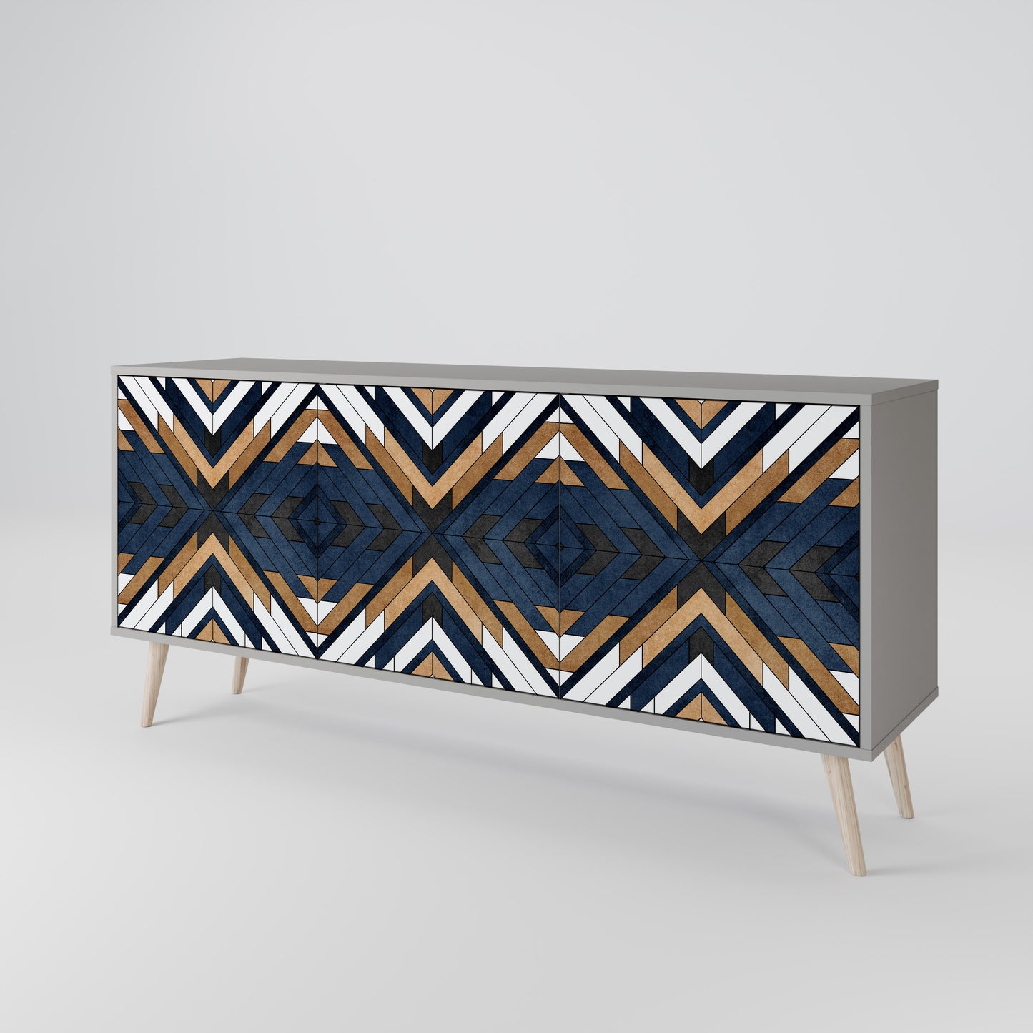 ARTFUL GEOMETRY 3-dörrars skänk i grå finish
