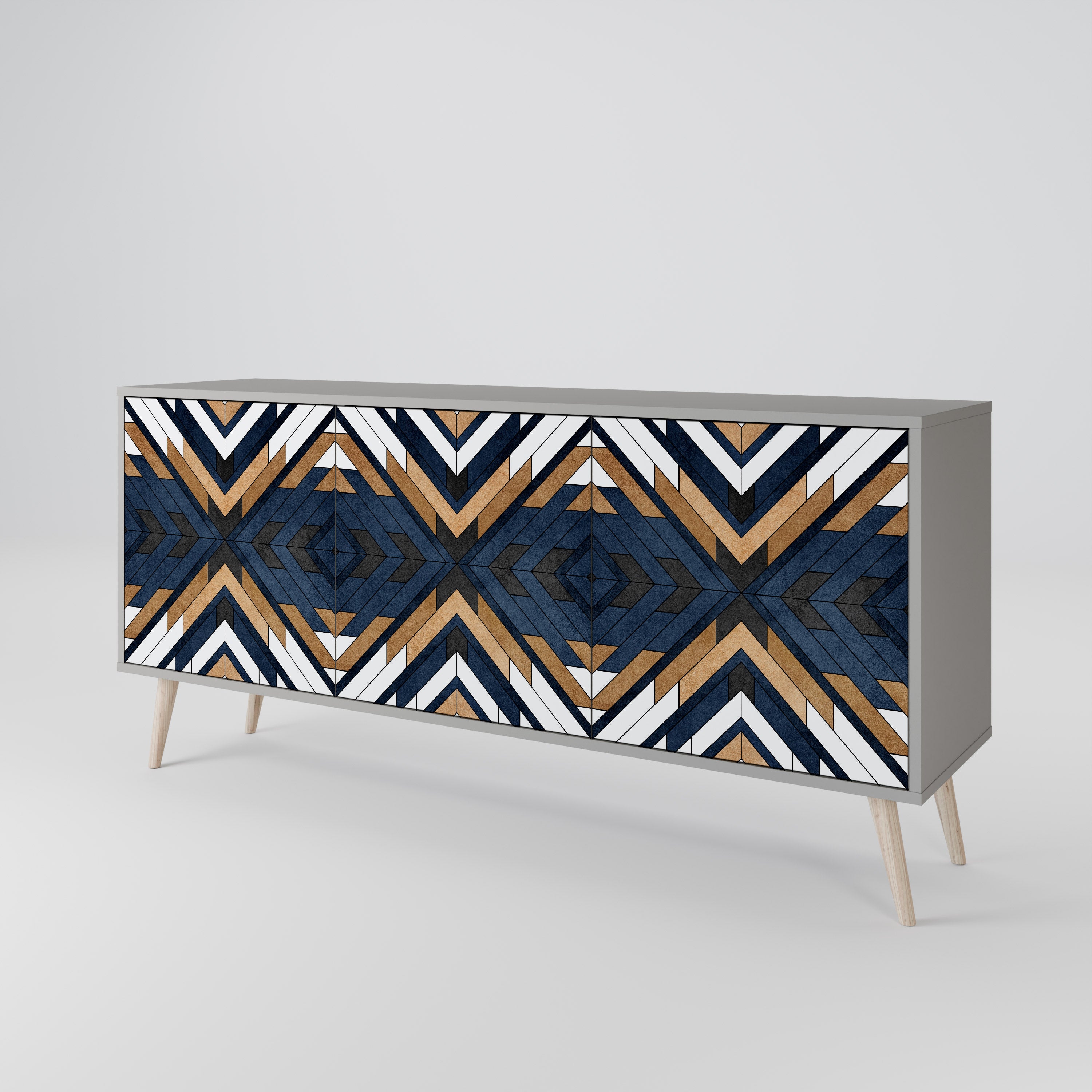 ARTFUL GEOMETRY 3-dörrars skänk i grå finish