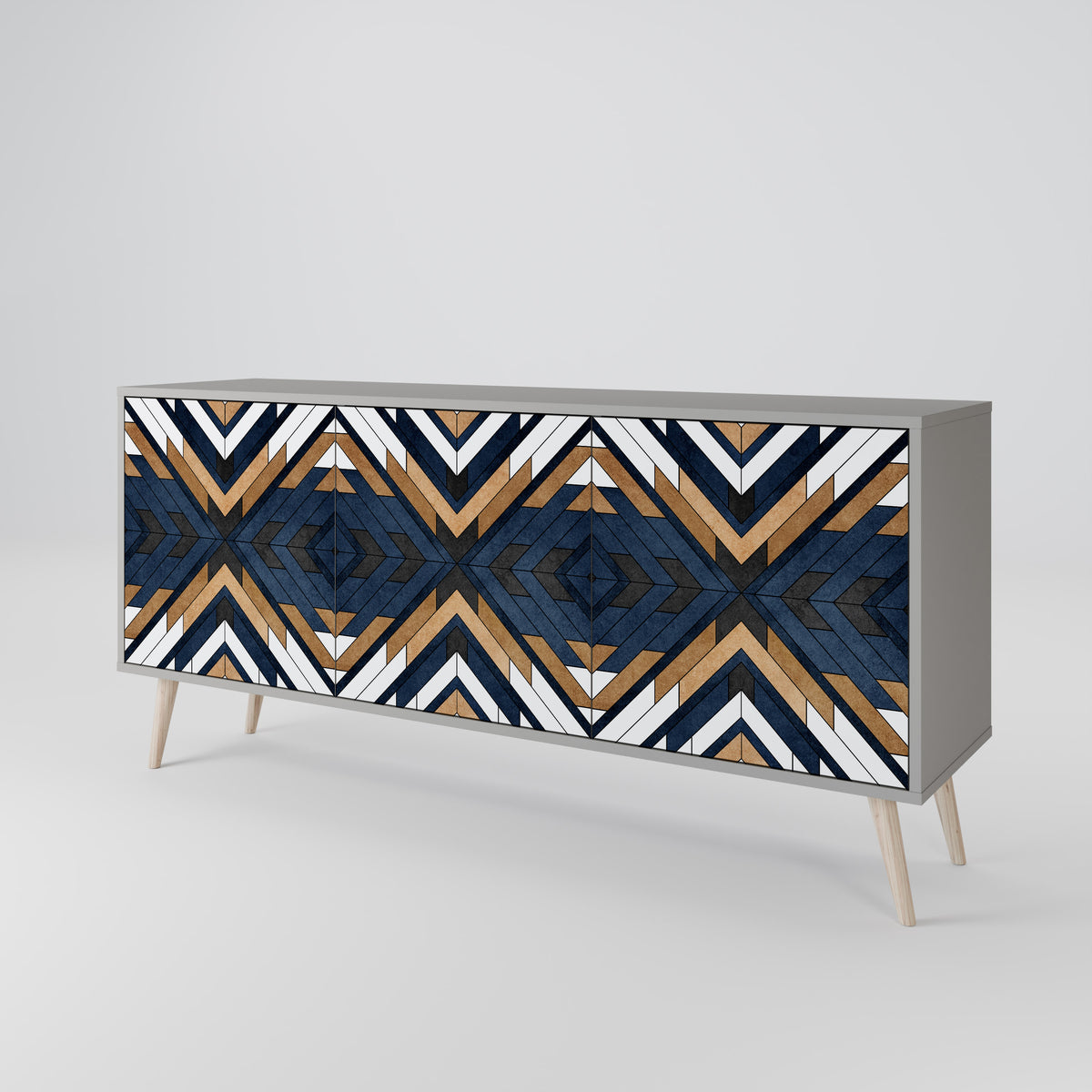 ARTFUL GEOMETRY Skänk med tre dörrar