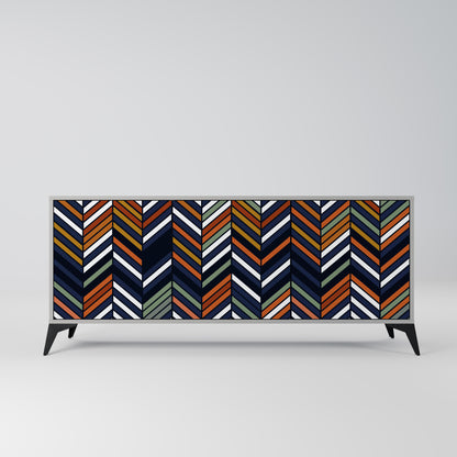 VIBRANT PATCHWORK 3-dörrars skänk i grå finish
