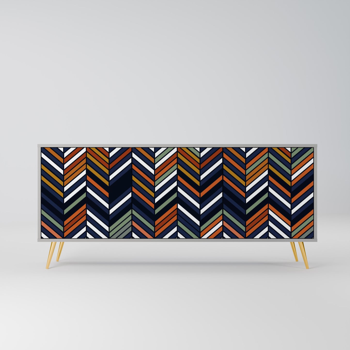 VIBRANT PATCHWORK 3-dörrars skänk i grå finish