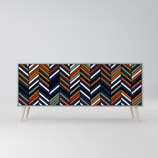 VIBRANT PATCHWORK 3-dörrars skänk i grå finish