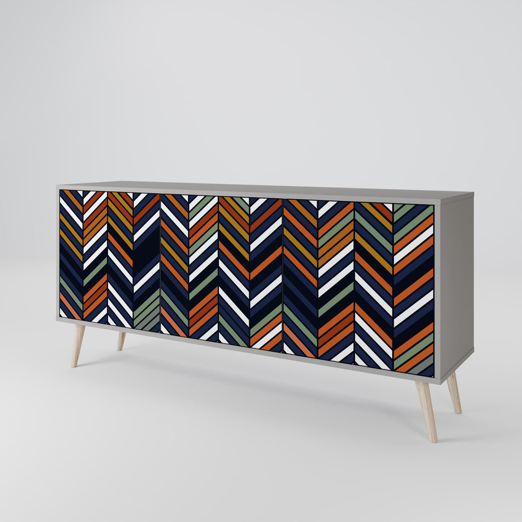 VIBRANT PATCHWORK 3-dörrars skänk i grå finish