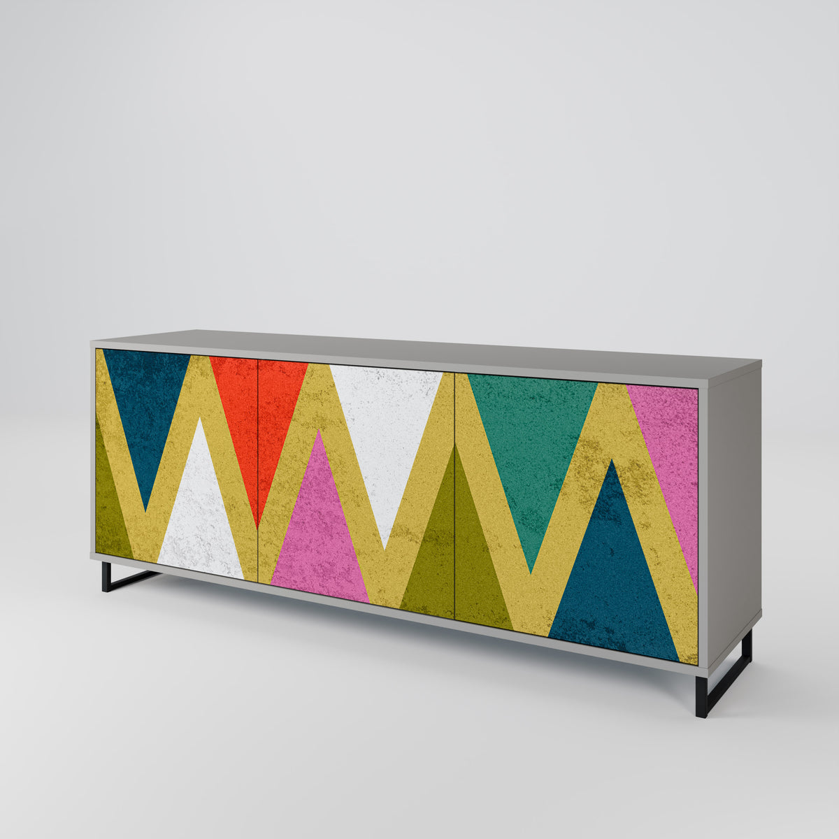 COLORFUL TRIANGLES Skänk med tre dörrar
