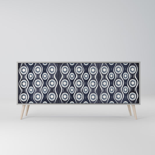 GRAPHITE EYES 3-Door Sideboard in Grey Finish
