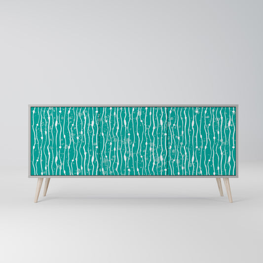 TURQUOISE RAIN 3-Door Sideboard in Grey Finish