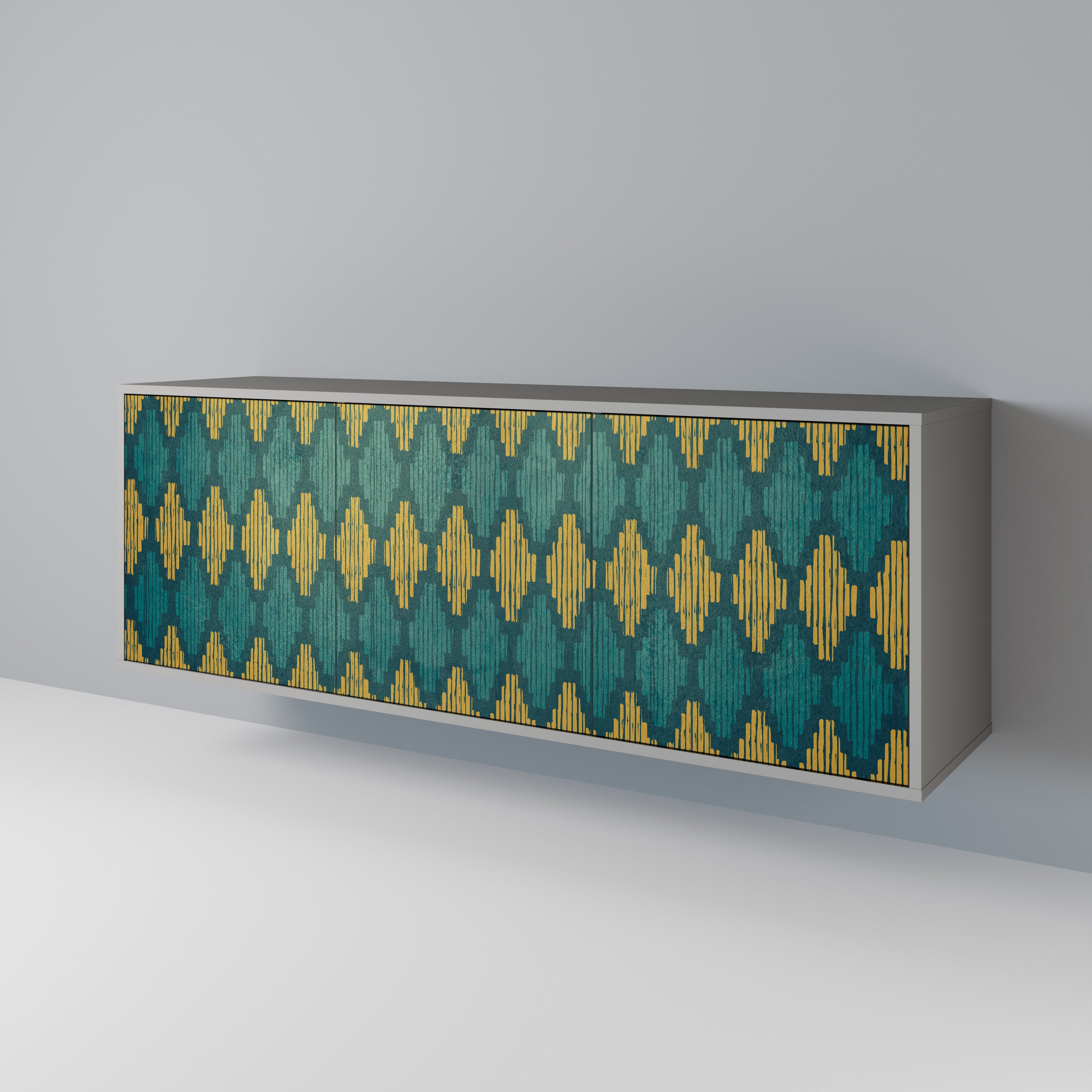 POLYGONS 3-dörrars skänk i grå finish