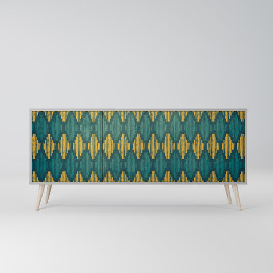 POLYGONS 3-Door Sideboard in Grey Finish