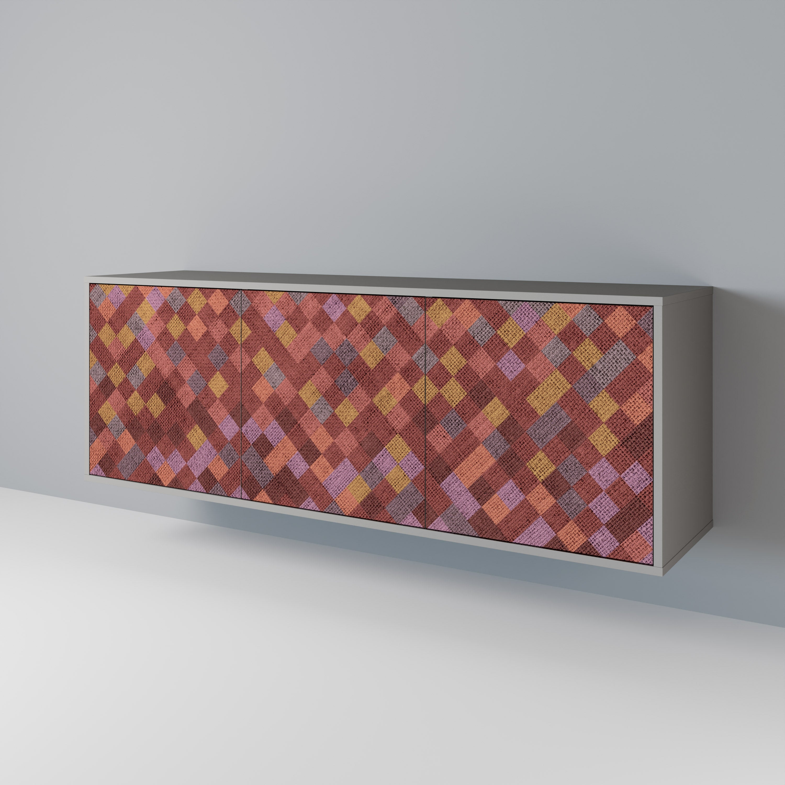 PAINTED SQUARES 3-Door Sideboard