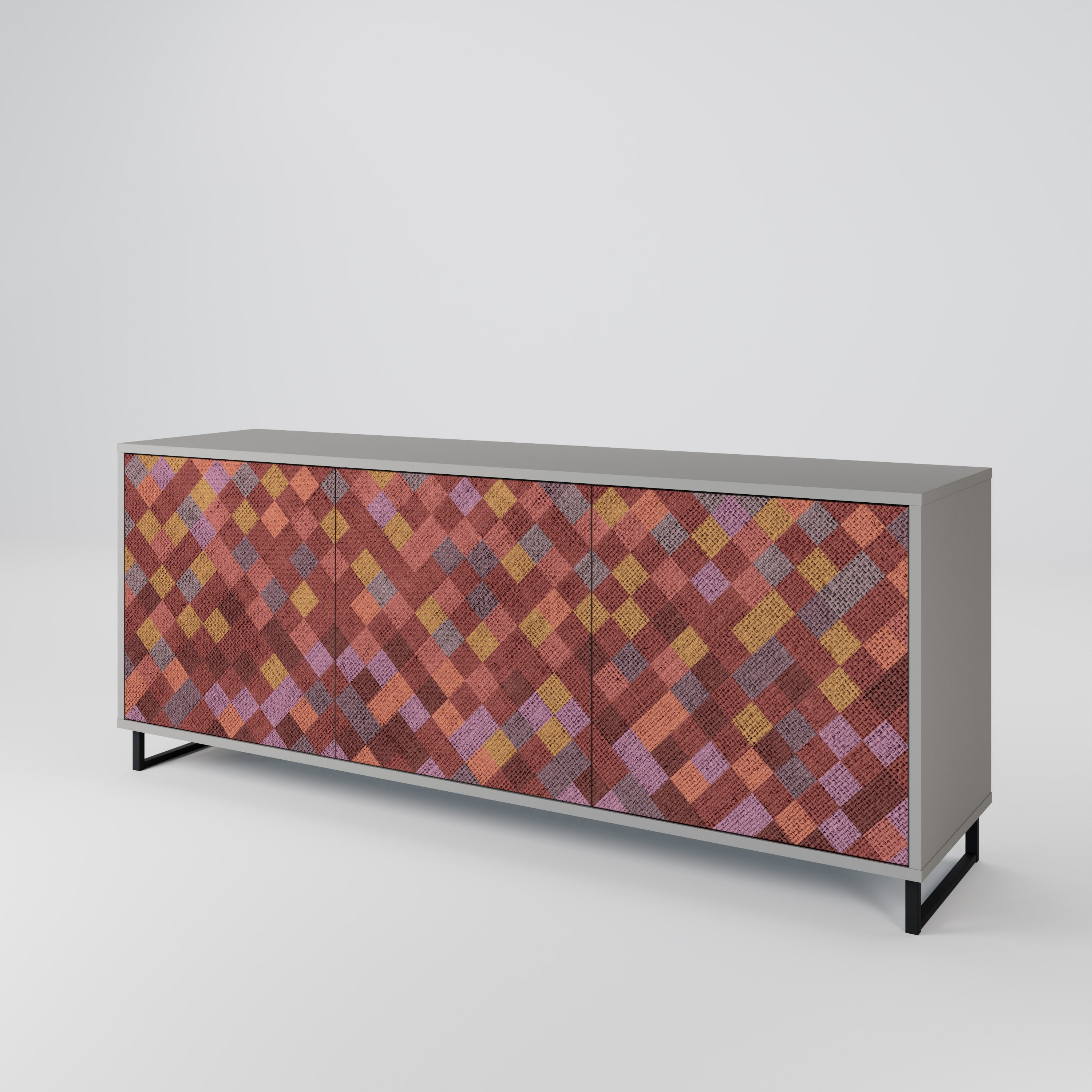 PAINTED SQUARES 3-Door Sideboard