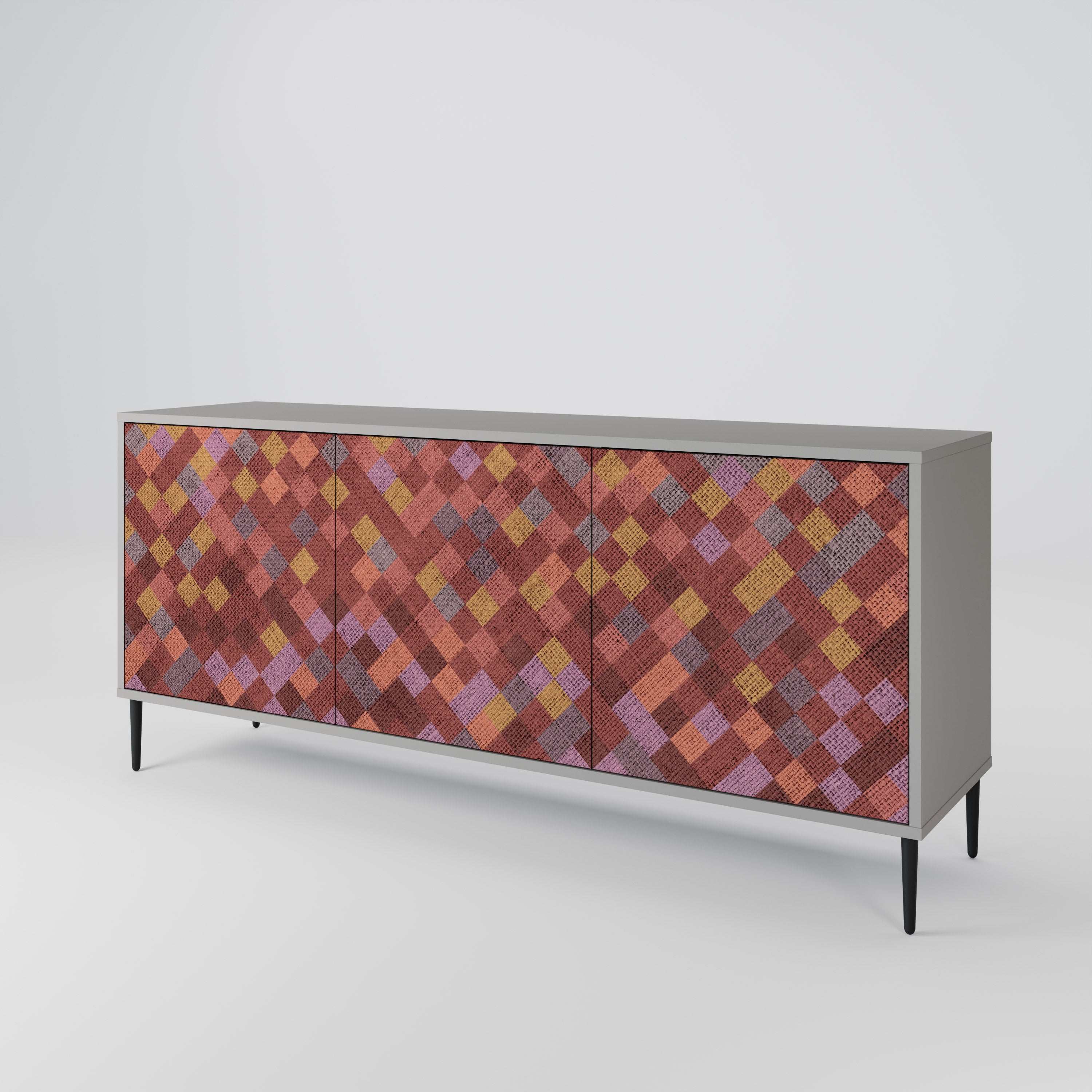 PAINTED SQUARES 3-Door Sideboard