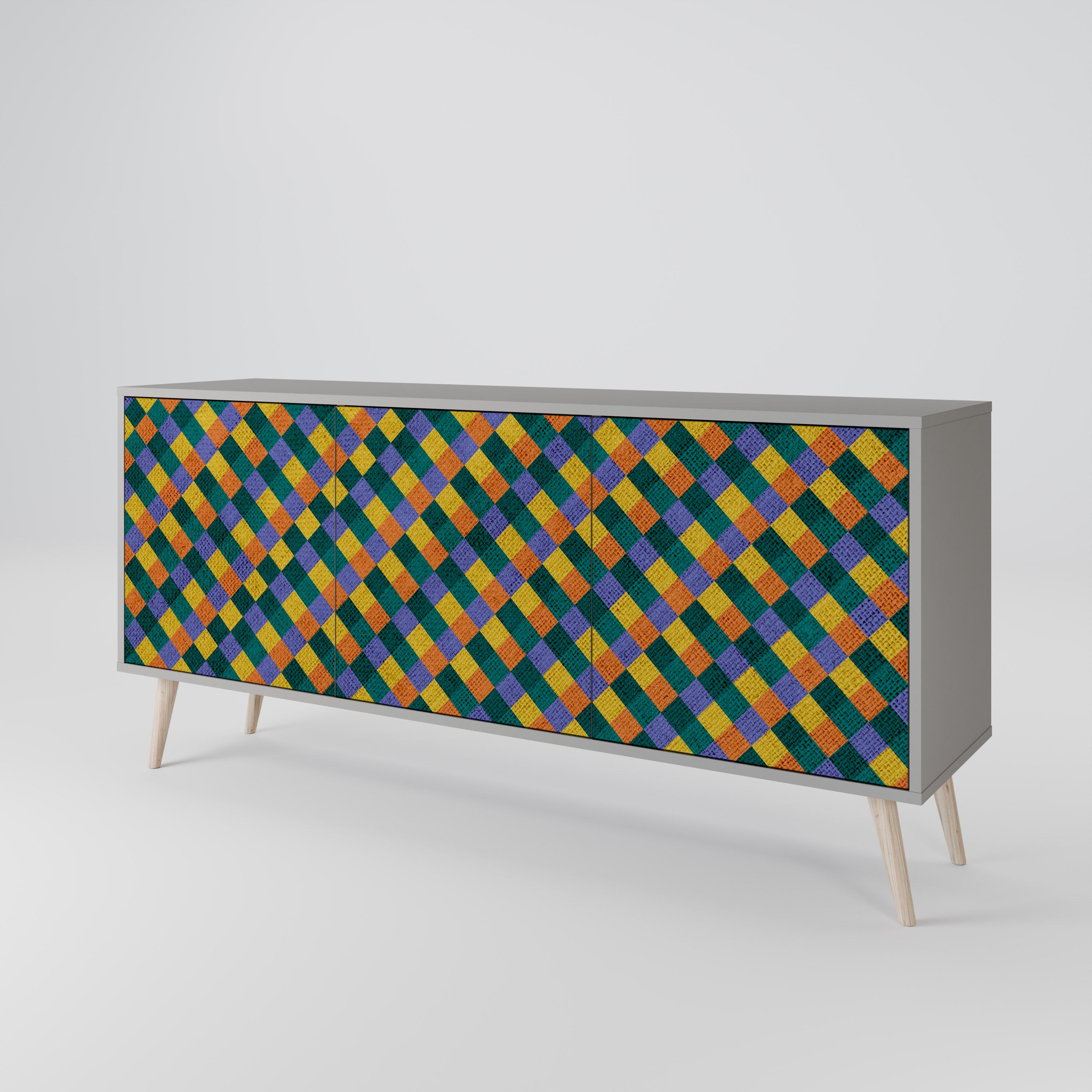 PAINTED SQUARES MIX 3-Door Sideboard